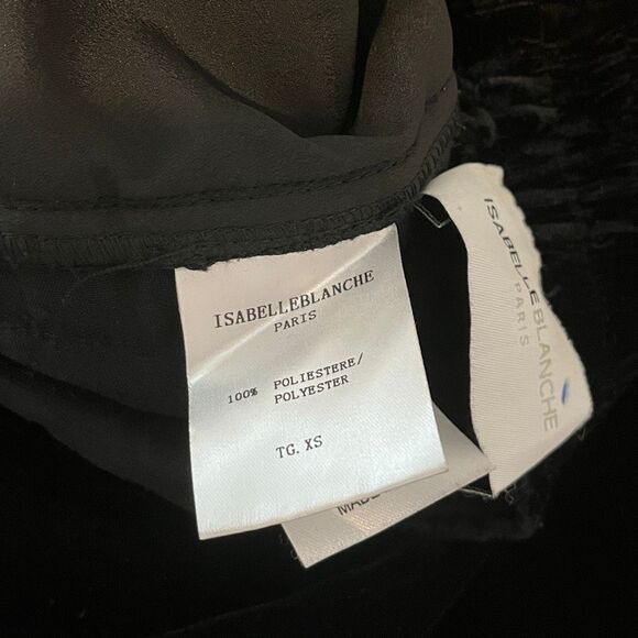 Isabelle Blanche Black Velvet Blue Side-Stripe Track Pants Women's Size XS - Picture 6 of 7
